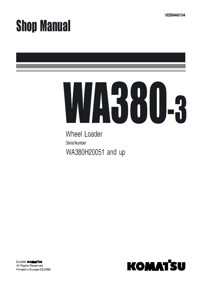Manual de Taller Cargador Komatsu WA380-3 - WA380H20051