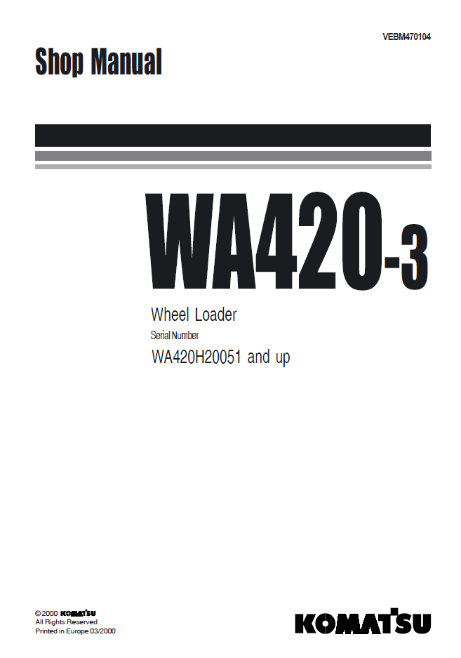 Manual de Taller Cargador Komatsu WA420-3 - WA420H20051