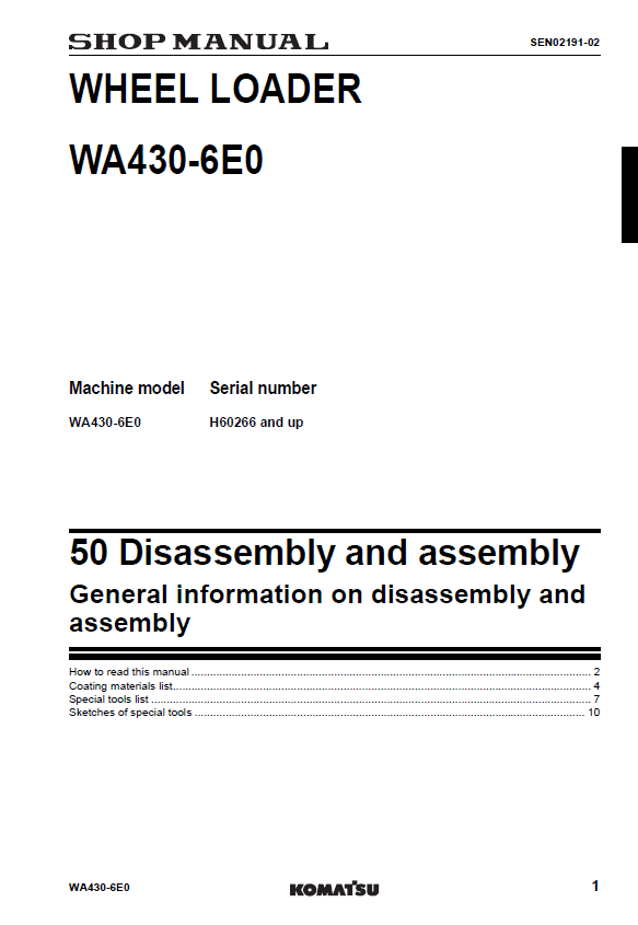 Manual de Taller Cargador Komatsu WA4302-6E0 - H60266