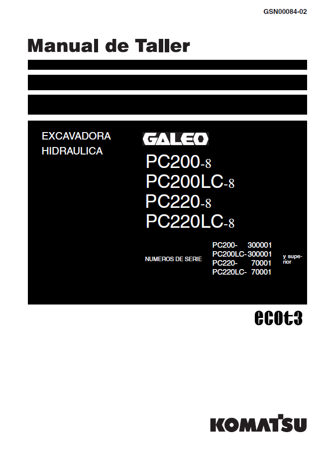 Manual de Taller Excavadora Hidraúlica Komatsu PC200-8, PC200LC-8, PC220-8, PC220LC-8