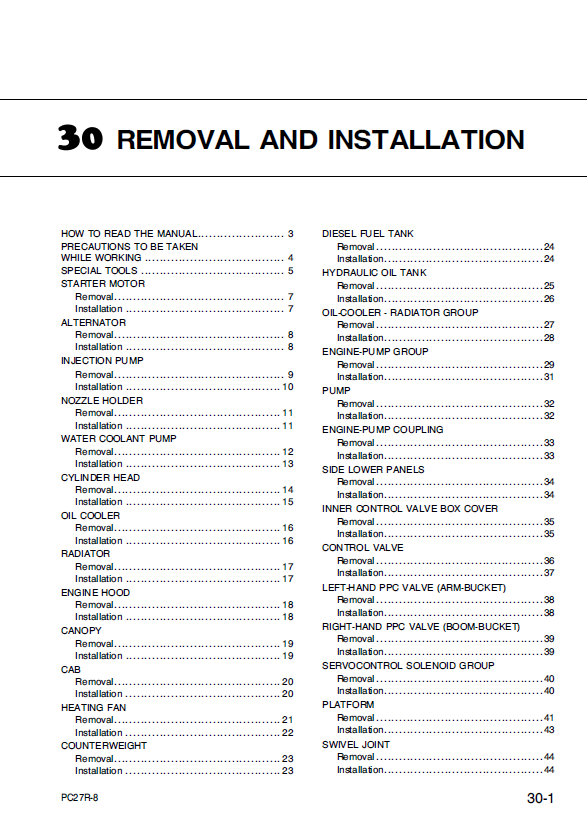 Manual de Taller Excavadora Hidraúlica Komatsu PC27R-8 - F30671