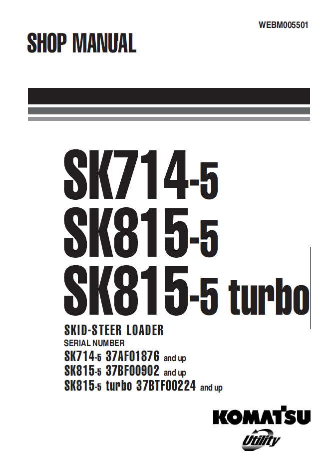 Manual de Taller Minicargador Komatsu SK714-5, SK815-5, SK815-5 Turbo