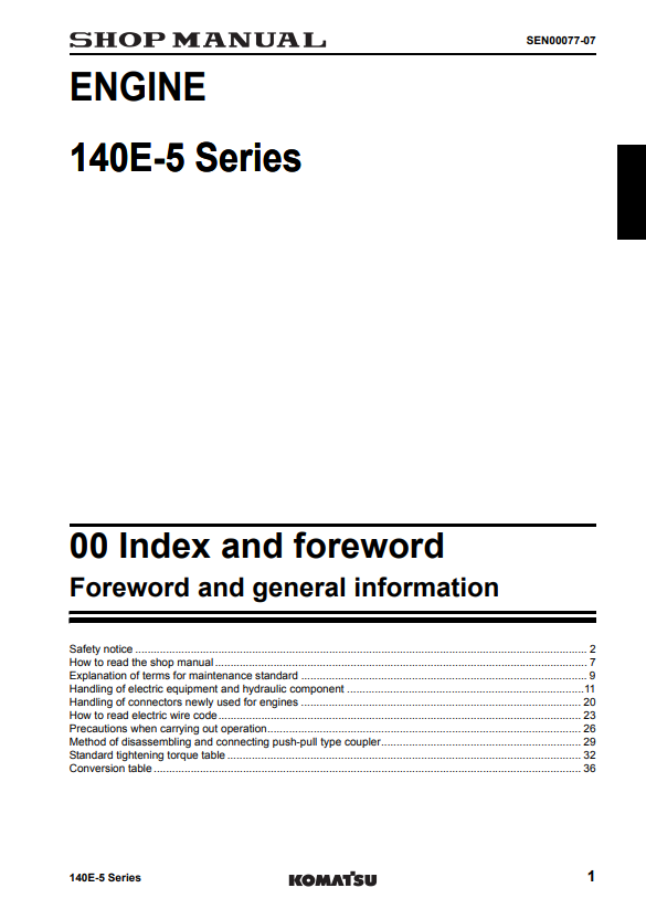 Manual de Taller Motor Komatsu 140E-5 Series