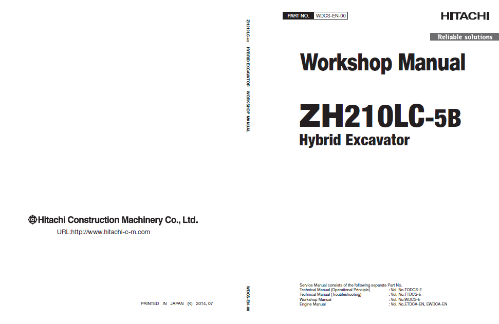 Manual de Taller y Diagramas Circuitos Eléctricos Excavadora Hibrida Hitachi ZH210LC-5B