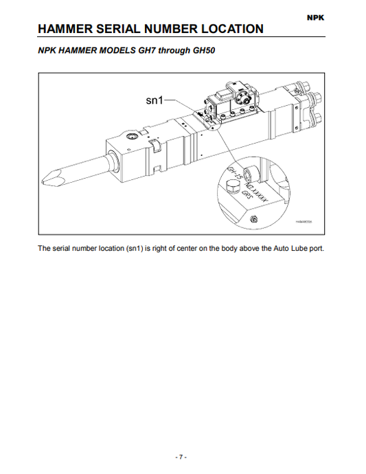 Manual del Operador Martillo NPK GH7 GH9 GH10 GH12 GH15 GH18 GH23 GH30 GH40 GH50