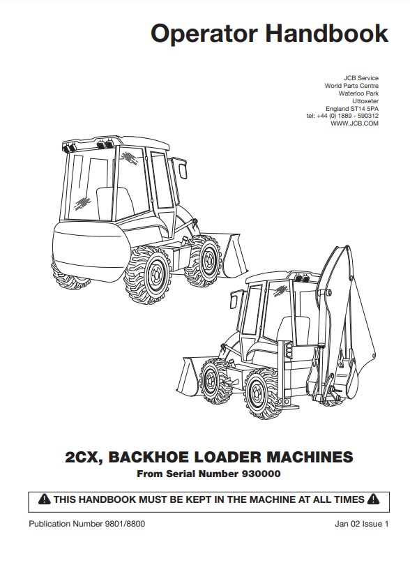 Manual del Operador Retroexcavadora JCB 2CX