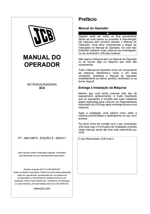Manual del Operador Retroexcavadora JCB 3CX