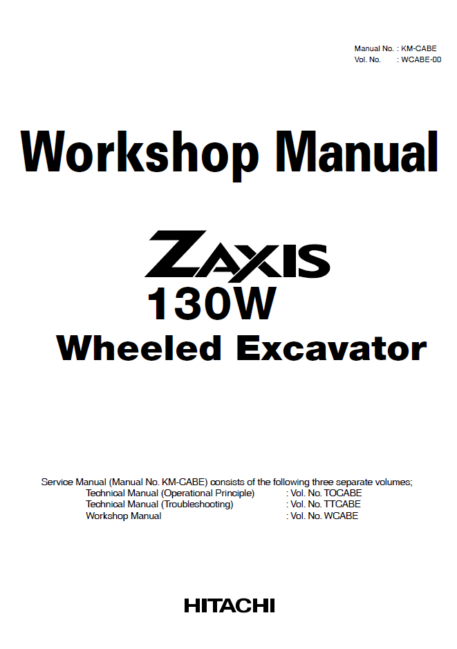 Manual de Taller Excavadora Hitachi Zaxis 130W
