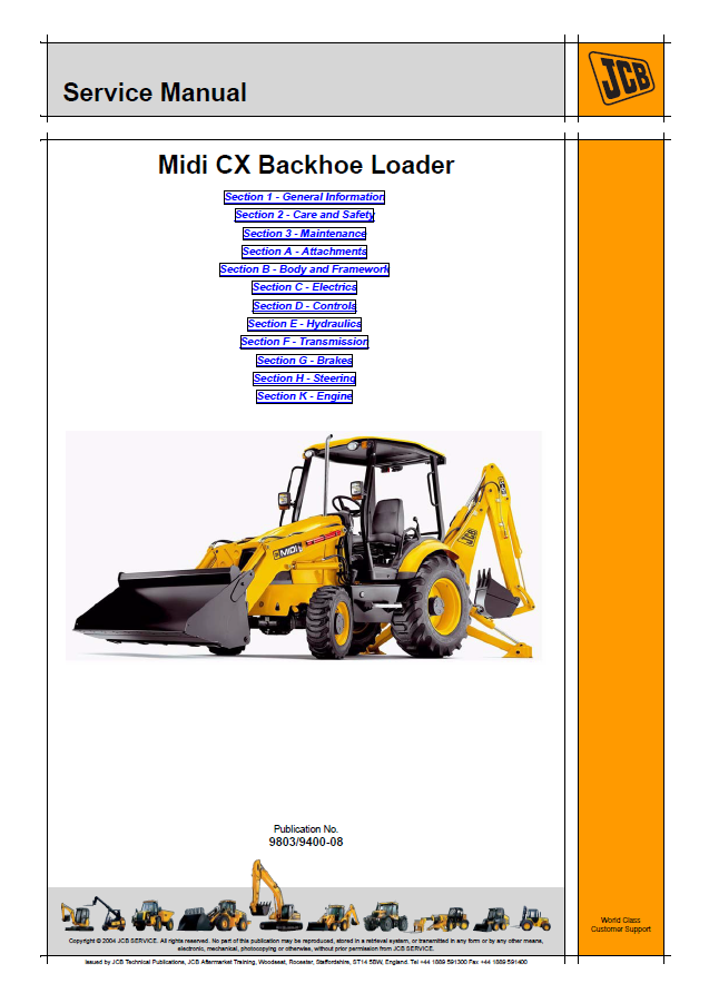 Manual de Reparación Retroexcavadora JCB Midi CX