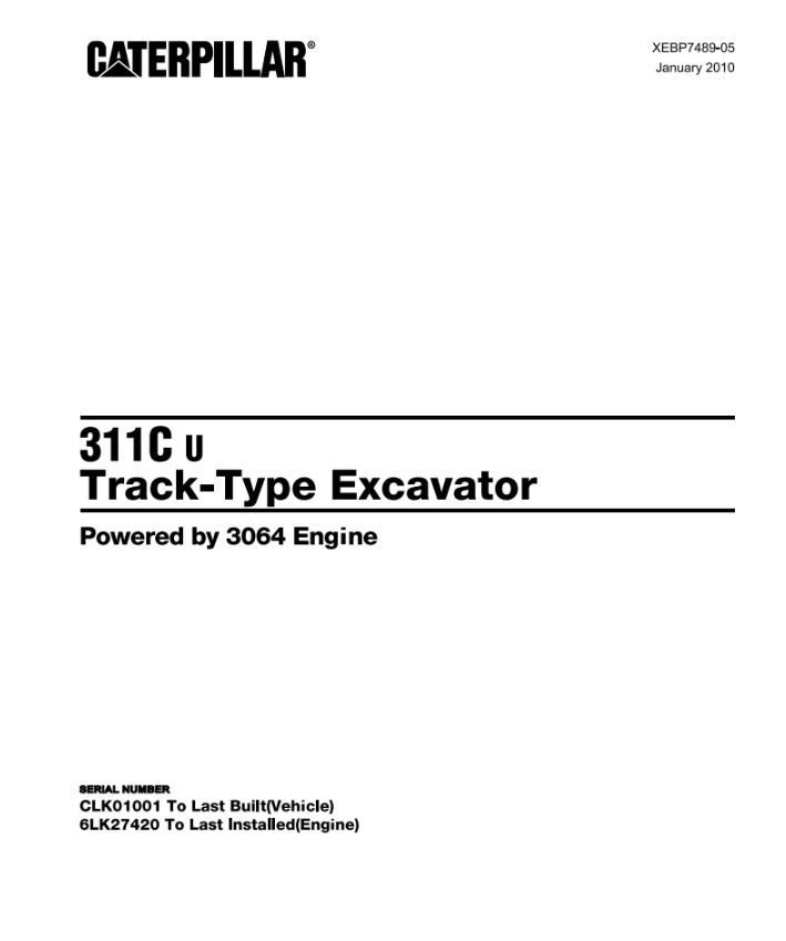 CATALOGO DE PARTES EXCAVADORA 311Cu CLK01001 / 6LK27420
