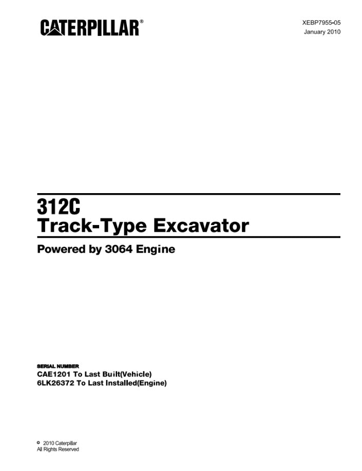 CATALOGO DE PARTES EXCAVADORA 312C CAE1201