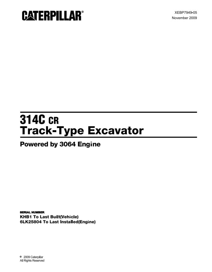 CATALOGO DE PARTES EXCAVADORA 314C cr KHB1 / 6LK25804