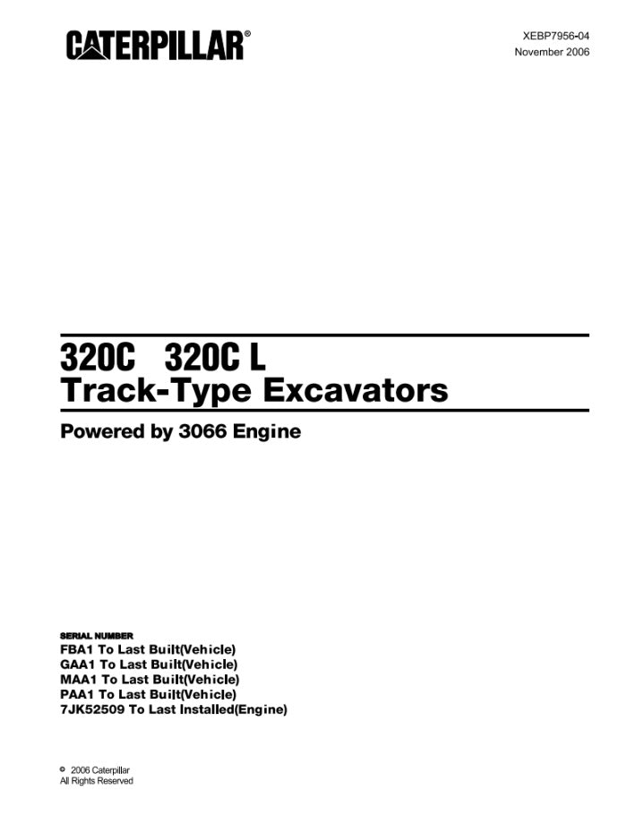 CATALOGO DE PARTES EXCAVADORA 320C 320C l FBA1 / GAA1 / MAA1 / PAA1 / 7JK52509