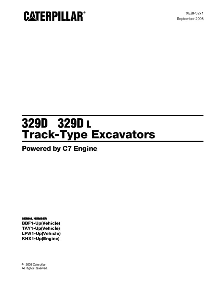 CATALOGO DE PARTES EXCAVADORA 329D-329D L BBF/ TAY/ LFW