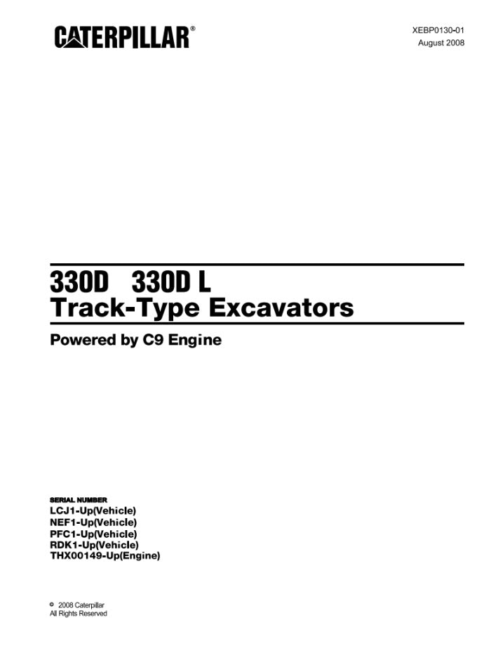 CATALOGO DE PARTES EXCAVADORA 330D-330D L LCJ/ PFC/ NEF/ RDK