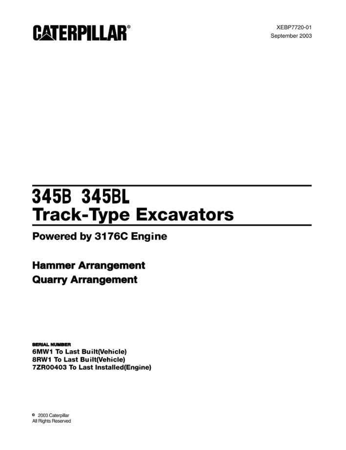 CATALOGO DE PARTES EXCAVADORA 345B 345BL 6MW1 8RW1