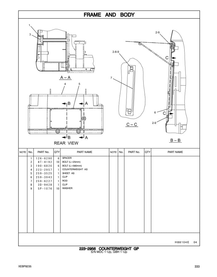 CATALOGO DE PARTES EXCAVADORA 345C-345C L MDC/ JAR/ GBH/ RFN