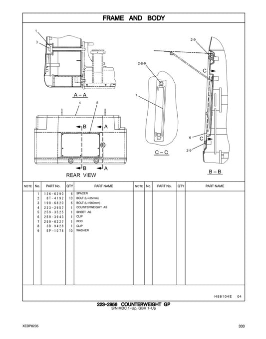 CATALOGO DE PARTES EXCAVADORA 345C-345C L MDC/ JAR/ GBH/ RFN