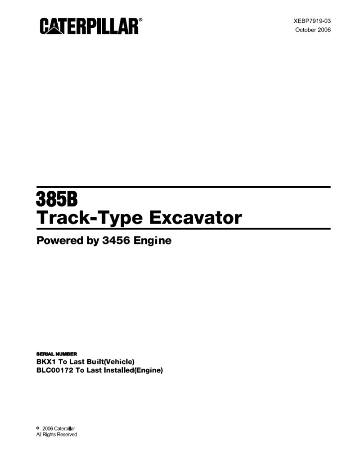 CATALOGO DE PARTES EXCAVADORA 385B BKX1