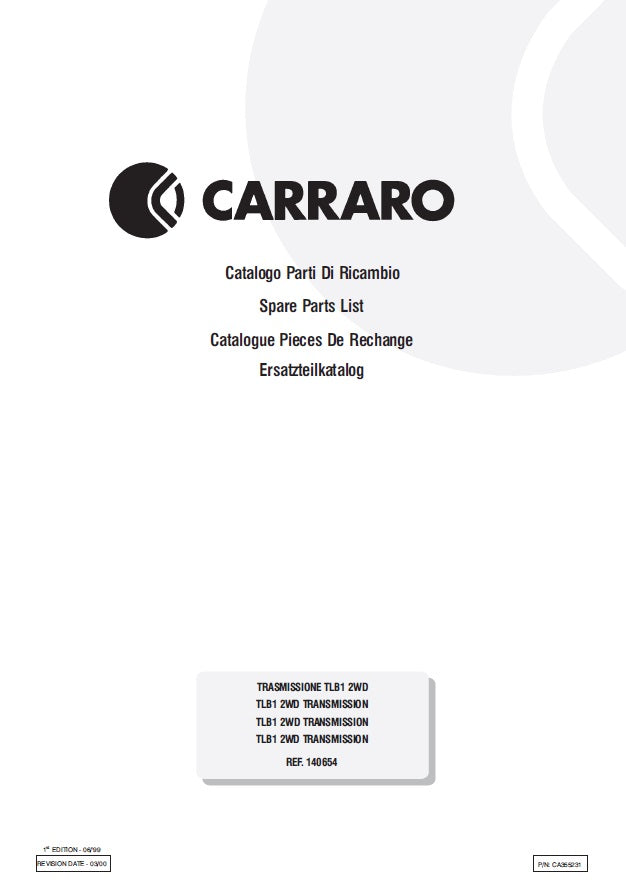 Carrarro Servotransmisión TLB1 2WD 140654 Manual de Partes