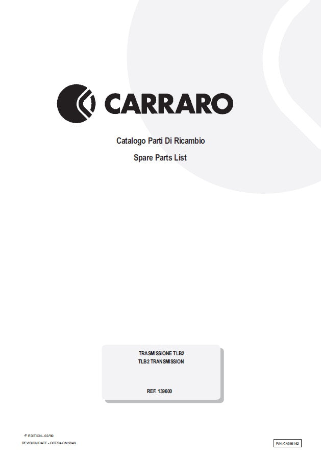 Carrarro Servotransmisión TLB2 139600 Manual de Partes
