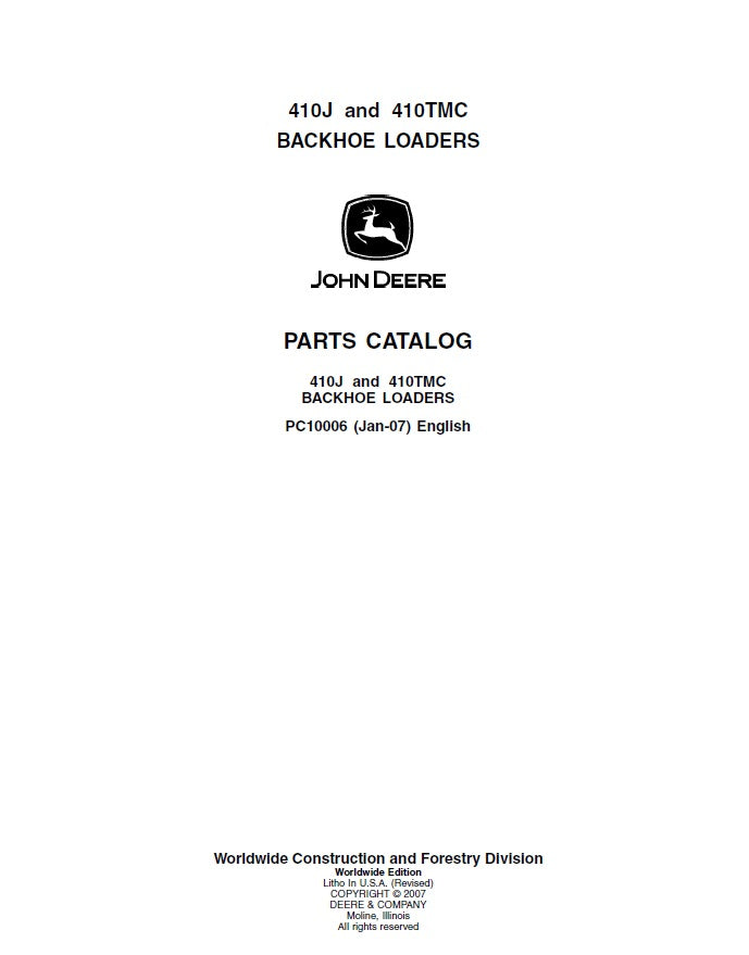 Manual de Partes Retroexcavadora John Deere 410J-410TMC - PC10006