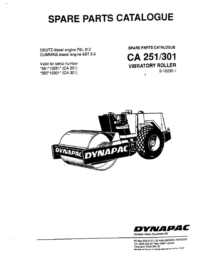 Catalogo de Partes Dynapac CA 251/ 301