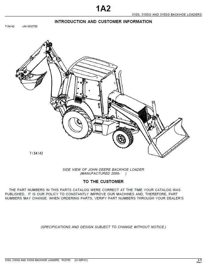 Catalogo de Partes John Deere 310G, 310SG, 315SG