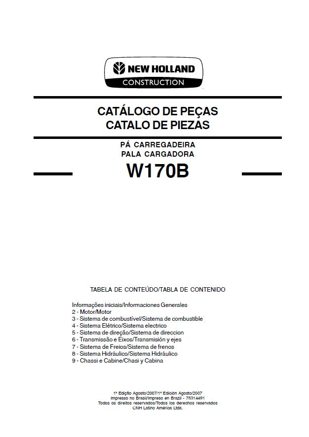 Catalogo de Piezas New Holand W170B