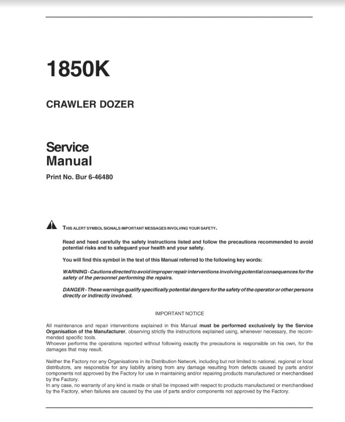 MANUAL DE SERVICIOS BULLDOZER 1850K