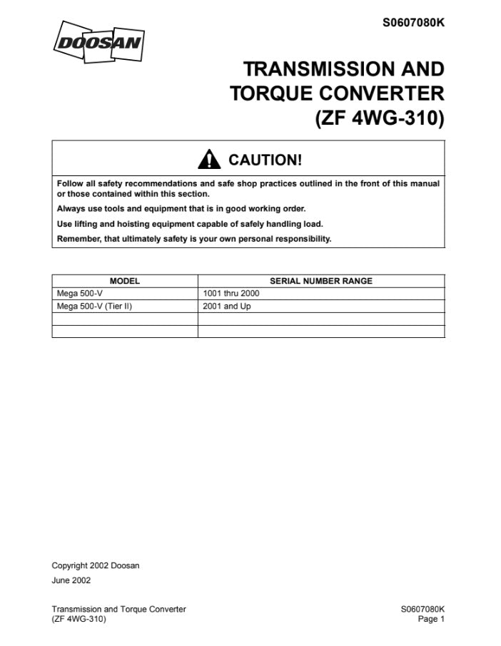 MANUAL DE SERVICIOS CARGADOR FRONTAL M500-V