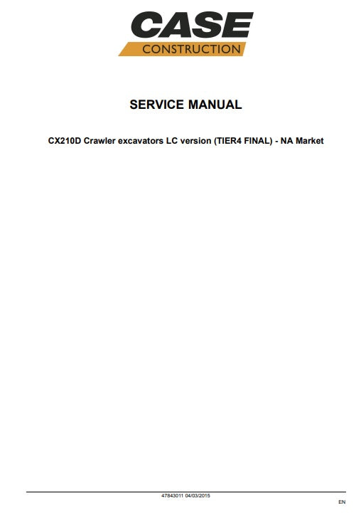 MANUAL DE SERVICIOS EXCAVADORA CX210D LC TIER 4