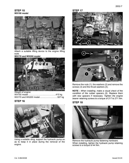 MANUAL DE SERVICIOS EXCAVADORA DE RUEDAS WX150 WX170 WX200