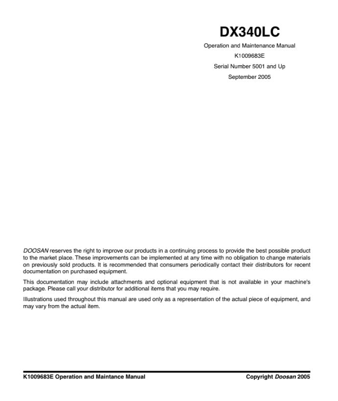 MANUAL DE SERVICIOS EXCAVADORA DX340LC
