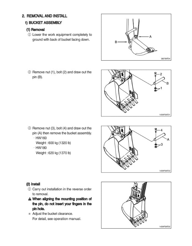 MANUAL DE SERVICIOS EXCAVADORA HW160,180