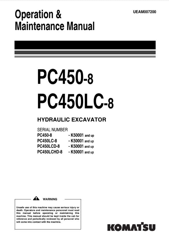 MANUAL DE SERVICIOS EXCAVADORA PC450-8 PC450LC-8