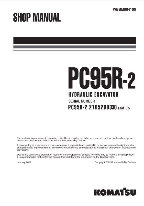 MANUAL DE TALLER EXCAVADORA KOMATSU PC95R-2