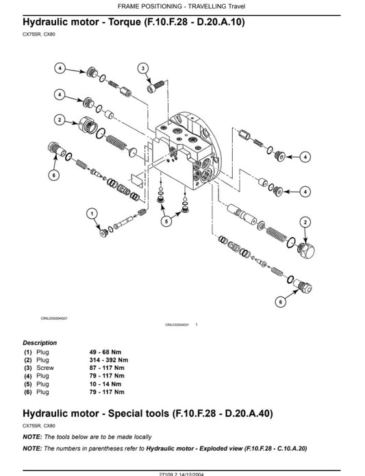 MANUAL DE SERVICIOS MINI EXCAVADORA CX75SR-CX80