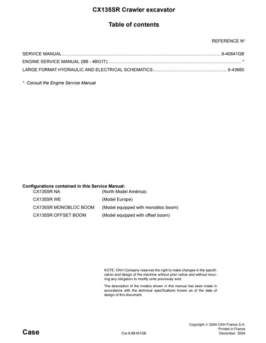 MANUAL DE SERVICIOS MINI EXCAVADORA CX75SR