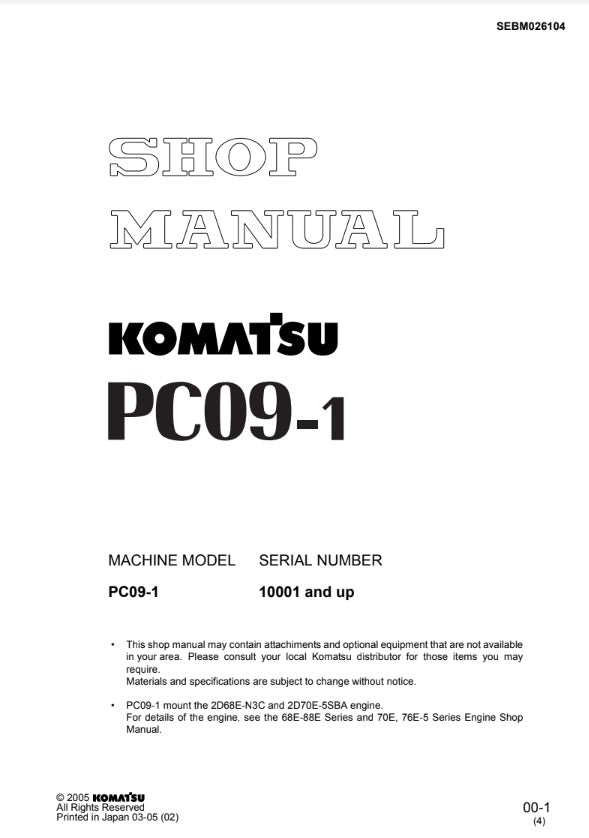 MANUAL DE SERVICIOS MINI EXCAVADORA PC09-1
