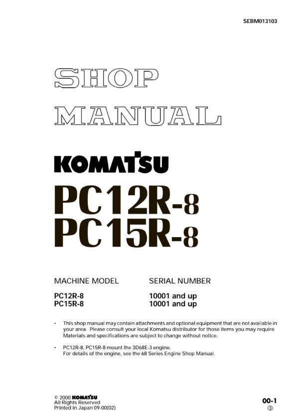 MANUAL DE SERVICIOS MINI EXCAVADORA PC12R-8 PC15R-8 (10001)