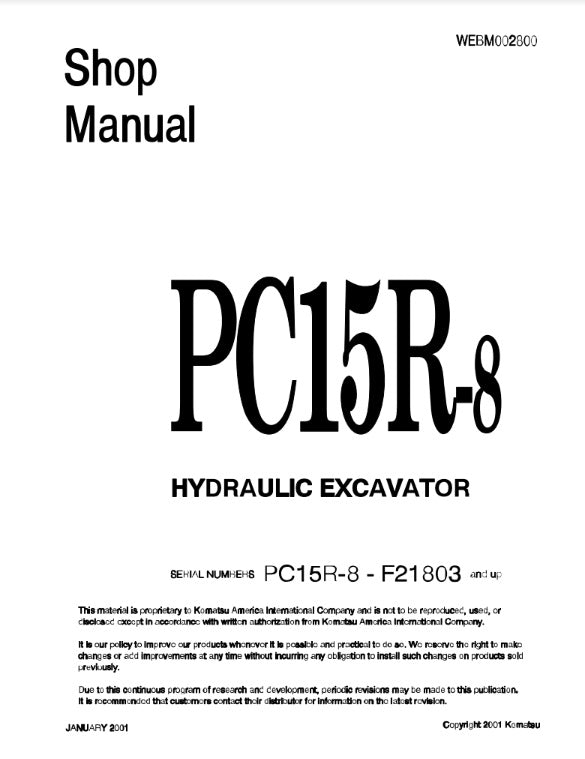 MANUAL DE SERVICIOS MINI EXCAVADORA PC15R-8