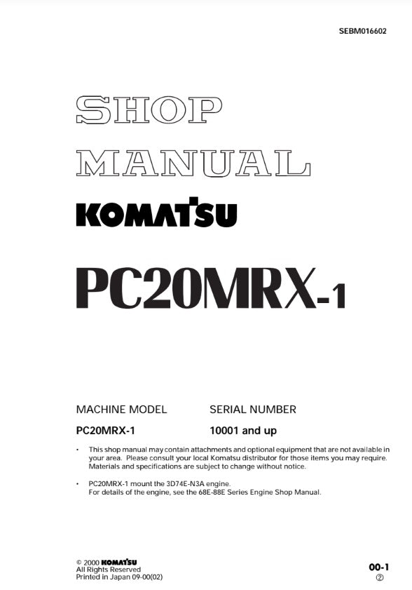 MANUAL DE SERVICIOS MINI EXCAVADORA PC20MRX-1