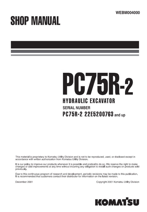 MANUAL DE SERVICIOS MINI EXCAVADORA PC75R-2