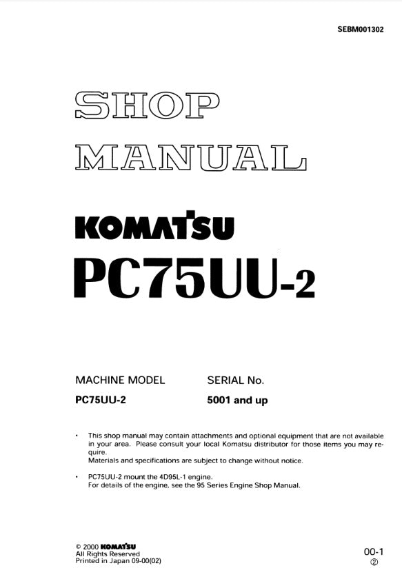 MANUAL DE SERVICIOS MINI EXCAVADORA PC75UU-2