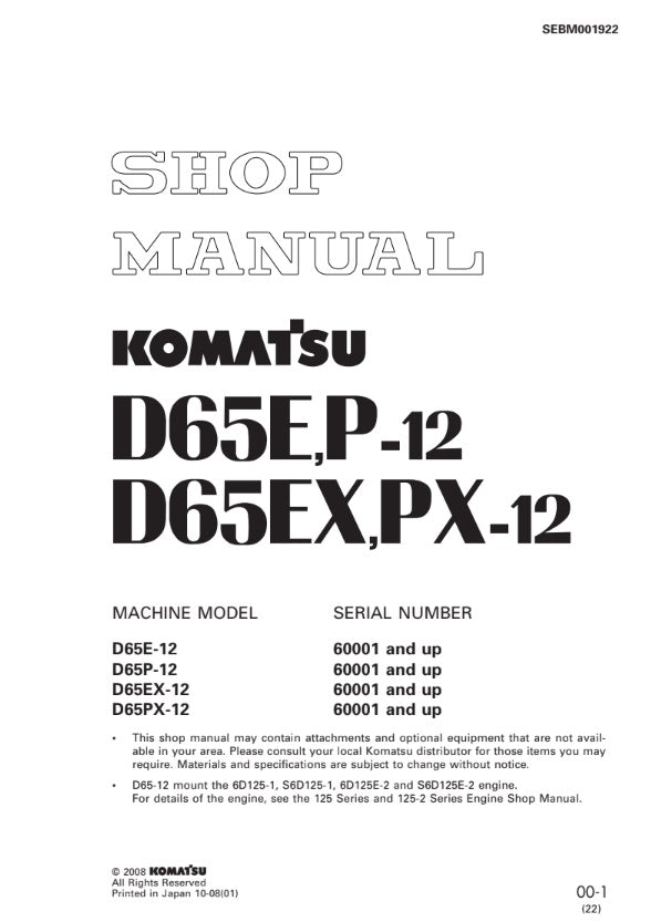 MANUAL DE SERVICIOS TRACTOR DE CADENAS D65E,P-12D 65EX,PX-12