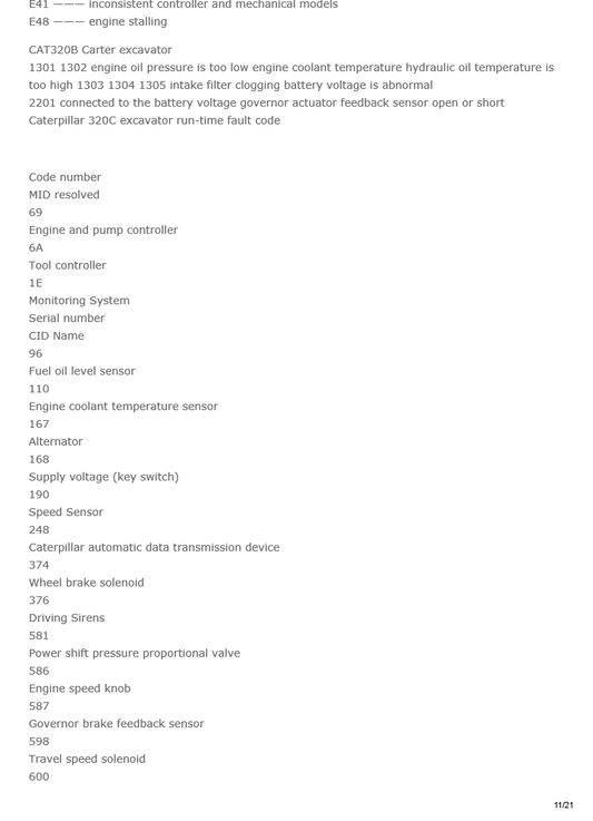 Manual Codigos de Falla Excavadora Caterpillar 320D