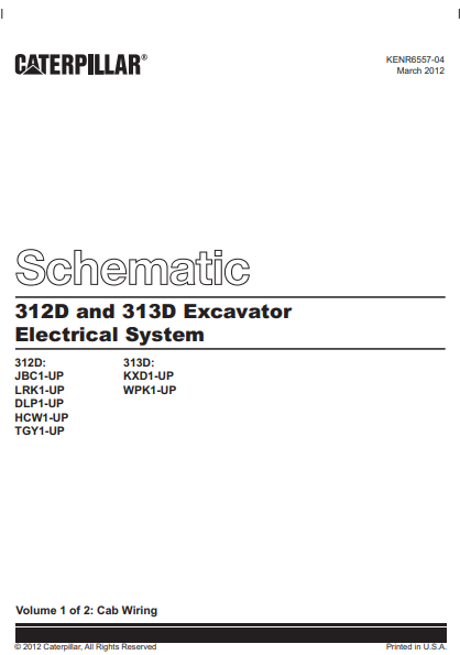 Manual Diagrama Eléctrico Excavadora Caterpillar 312D, 313D