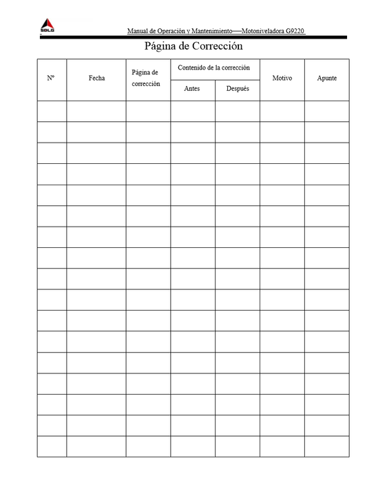 Manual Operacion y Mantenimiento Motoniveladora SDLG G9220