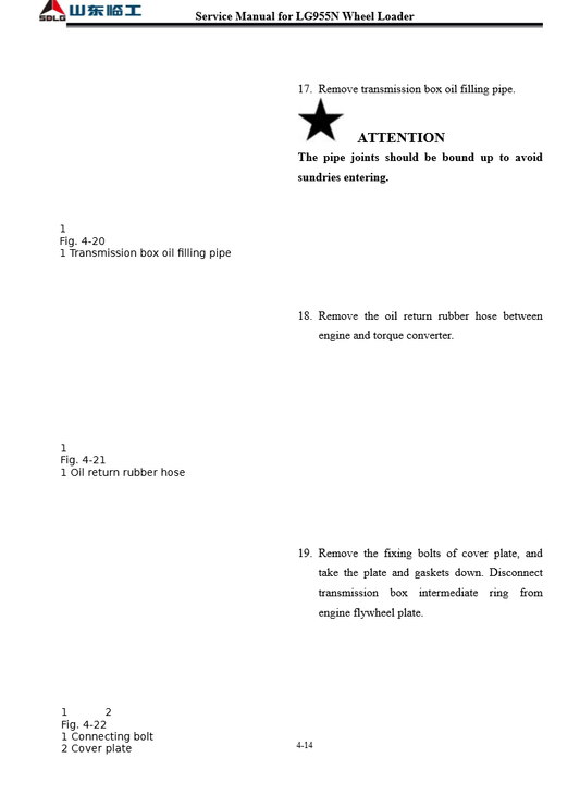 Manual Reparación Transmisión Cargador SDLG LG955N